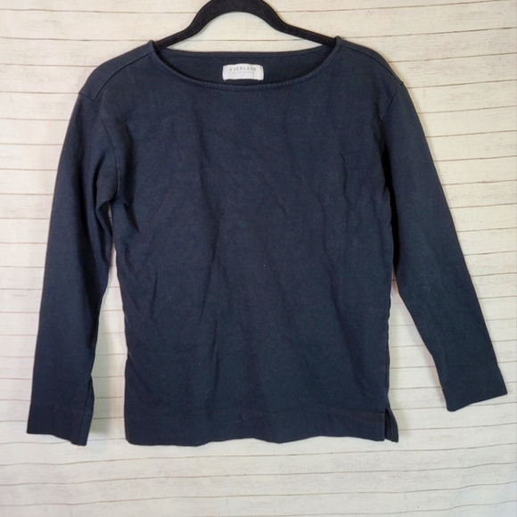 EVERLANE BLACK CREW NECK SWEATSHIRT, SZ SMALL - Picture 1 of 6